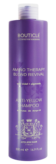 Bouticle Шампунь с анти-желтым эффектом для осветленных и седых волос-“Anti-Yellow Shampoo” 500 мл