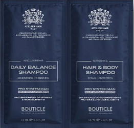 Bouticle Пробник MAN шампунь-баланс/шампунь для волос и тела 15мл+15мл