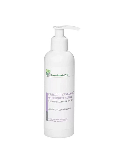 GreenMatrix Гель для ГЛУБОКОГО очищения кожи с АНА-кислотами (облепиха, алоэ вера, шиповник) 200 мл