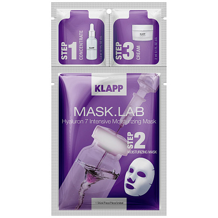 KLAPP MASK.LAB Набор HYALURON 7 INTENSIVE MOISTURIZING MASK 1 шт