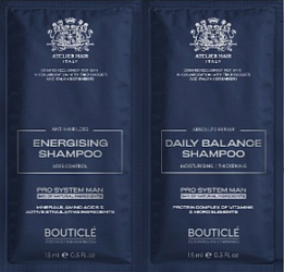 Bouticle Пробник MAN  шампунь-баланс/укрепляющий шампунь против выпадения 15мл+15мл
