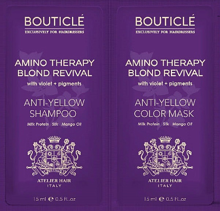Bouticle Пробник шампунь Anti-Yellow Shampoo/восстанавщая маска Anti-Yellow Color Mask 15+15мл